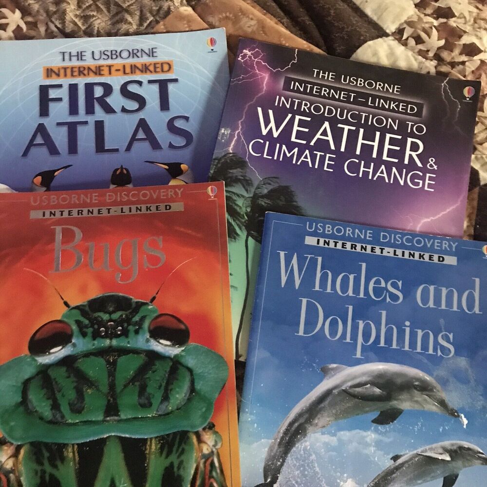 Lot 4 Usborne Internet Linked First‎ Atlas Weather Bugs Whales Dolphins
